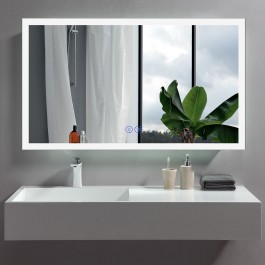 DECORAPORT 60 x 28 Inch LED Bathroom Mirror/Dress Mirror with Touch Button,  Magnifier, Anti Fog, Dimmable, Horizontal Mount (D621-6028C)