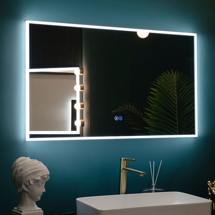 DECORAPORT 36 x 28 Inch LED Bathroom Mirror with Touch Button,Anti Fog,  Dimmable, Vertical & Horizontal Mount (D413-3628)