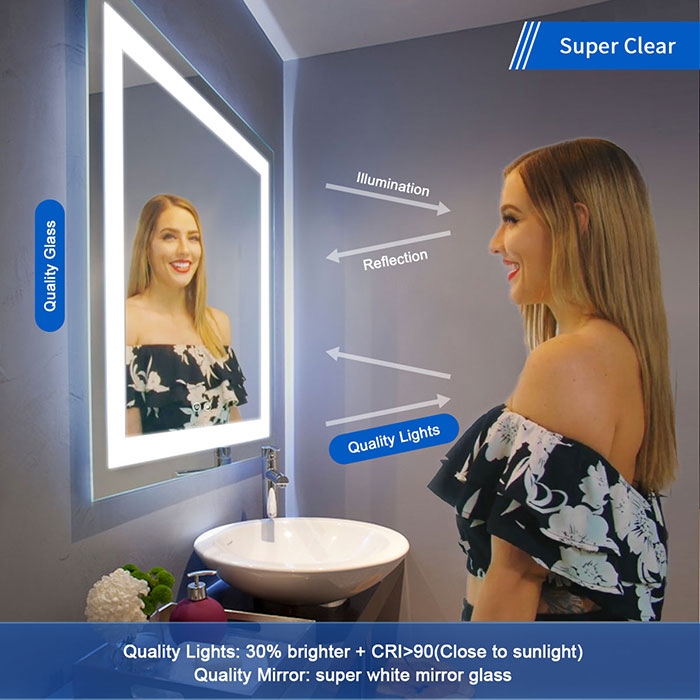 DECORAPORT 36 x 36 Inch LED Bathroom Mirror with Touch Button, Anti Fog,  Dimmable (D112-3636) Decoraport USA