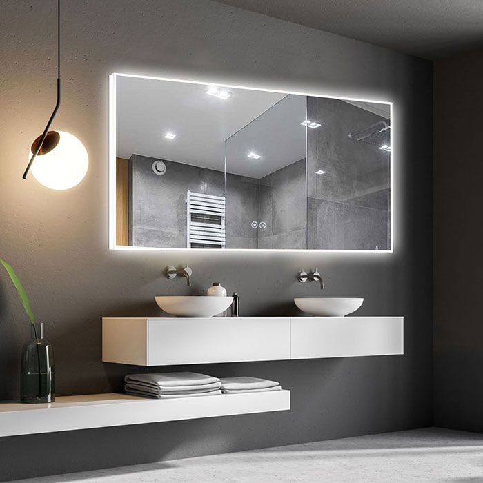 DECORAPORT 55 x 36 Inch LED Bathroom Mirror with Touch Button,Anti Fog,  Dimmable, Bluetooth Speakers, Vertical  Horizontal Mount (D422-5536A)  Decoraport USA